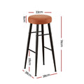 Set of 4 Barossa Round Leather Bar Stools - Brown