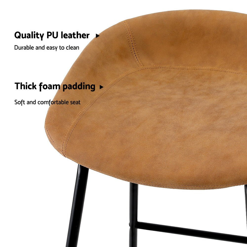 4x Bar Stools Kitchen Dining Chairs Counter Stool PU Leather Metal Brown - Furniture > Bar Stools & Chairs > Table & Bar Stools - Rivercity House & Home Co. (ABN 18 642 972 209) - Affordable Modern Furniture Australia