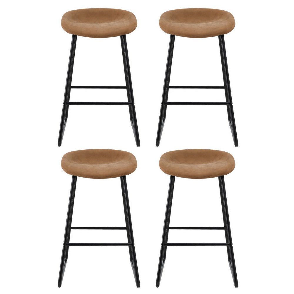 4x Bar Stools Kitchen Dining Chairs Counter Stool PU Leather Metal Brown - Furniture > Bar Stools & Chairs > Table & Bar Stools - Rivercity House & Home Co. (ABN 18 642 972 209) - Affordable Modern Furniture Australia