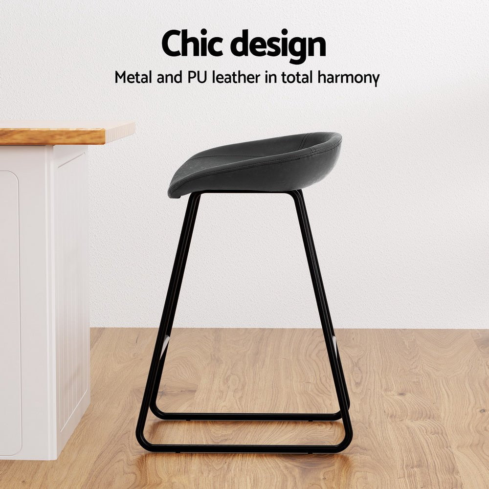 4x Bar Stools Kitchen Dining Chairs Counter Stool PU Leather Metal - Furniture > Bar Stools & Chairs > Table & Bar Stools - Rivercity House & Home Co. (ABN 18 642 972 209) - Affordable Modern Furniture Australia