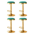 Set of 4 Eden Velvet Bar Stools – Green & Gold
