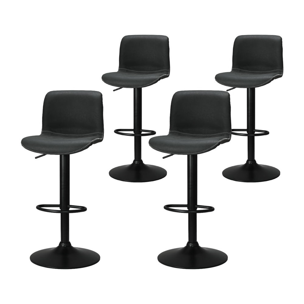 4x Bar Stools Kitchen Swivel Gas Lift Chairs Black - Furniture > Bar Stools & Chairs > Table & Bar Stools - Rivercity House & Home Co. (ABN 18 642 972 209) - Affordable Modern Furniture Australia
