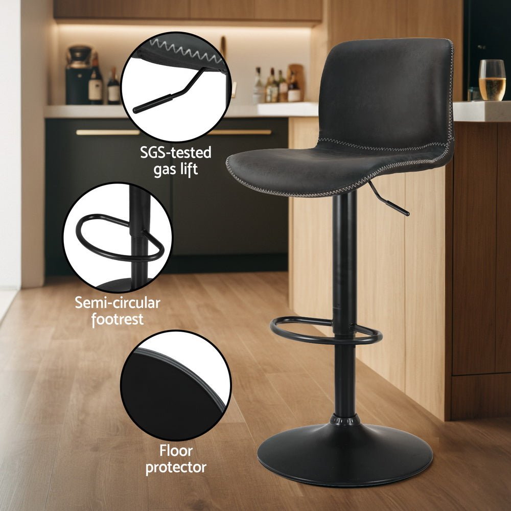 4x Bar Stools Kitchen Swivel Gas Lift Chairs Black - Furniture > Bar Stools & Chairs > Table & Bar Stools - Rivercity House & Home Co. (ABN 18 642 972 209) - Affordable Modern Furniture Australia
