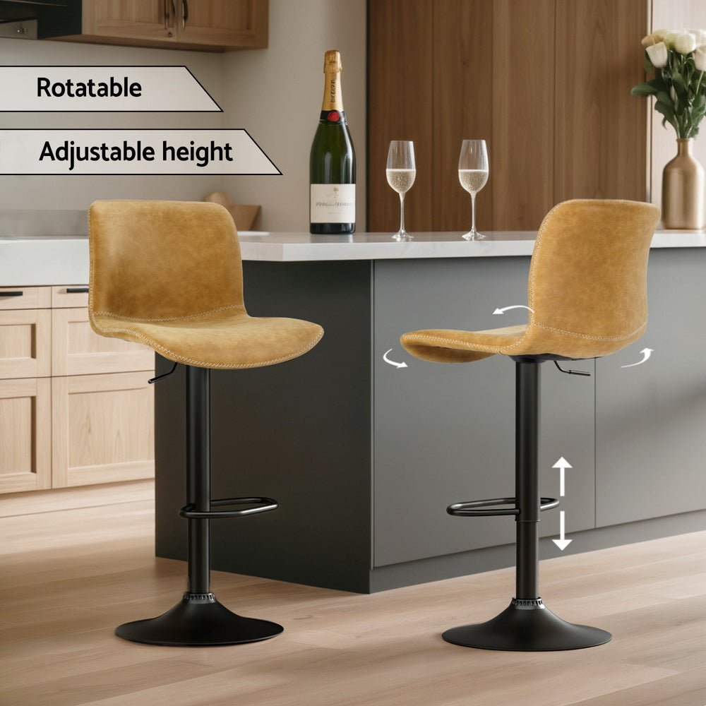 4x Bar Stools Kitchen Swivel Gas Lift Chairs Brown - Furniture > Bar Stools & Chairs > Table & Bar Stools - Rivercity House & Home Co. (ABN 18 642 972 209) - Affordable Modern Furniture Australia
