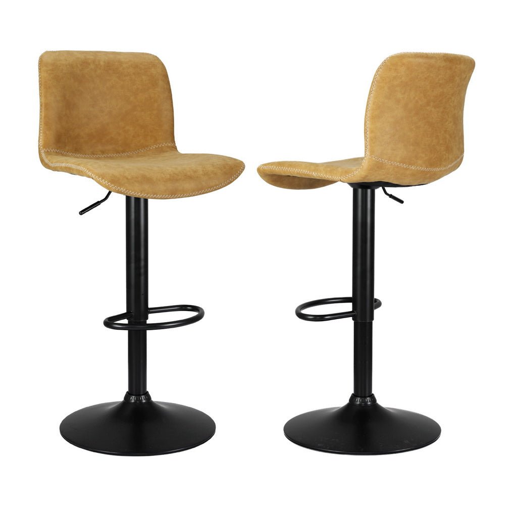 4x Bar Stools Kitchen Swivel Gas Lift Chairs Brown - Furniture > Bar Stools & Chairs > Table & Bar Stools - Rivercity House & Home Co. (ABN 18 642 972 209) - Affordable Modern Furniture Australia