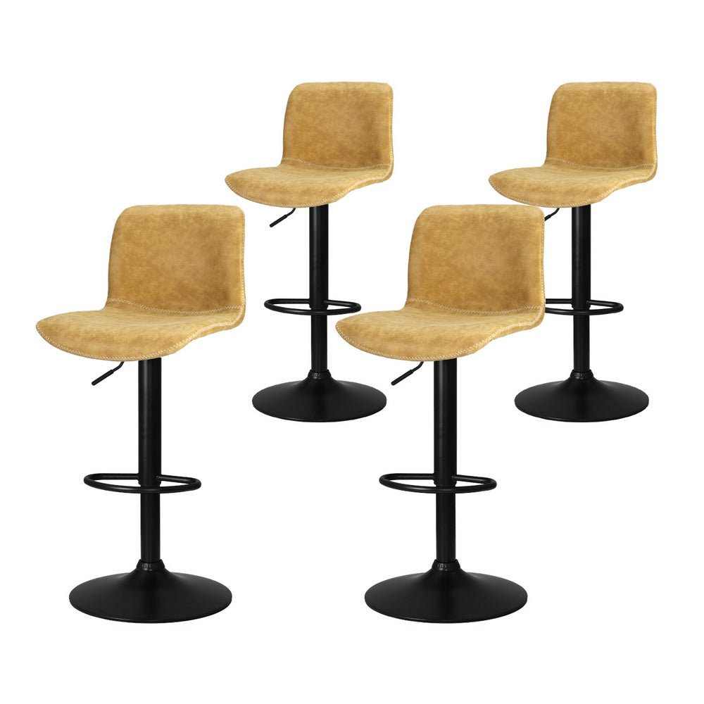 4x Bar Stools Kitchen Swivel Gas Lift Chairs Brown - Furniture > Bar Stools & Chairs > Table & Bar Stools - Rivercity House & Home Co. (ABN 18 642 972 209) - Affordable Modern Furniture Australia