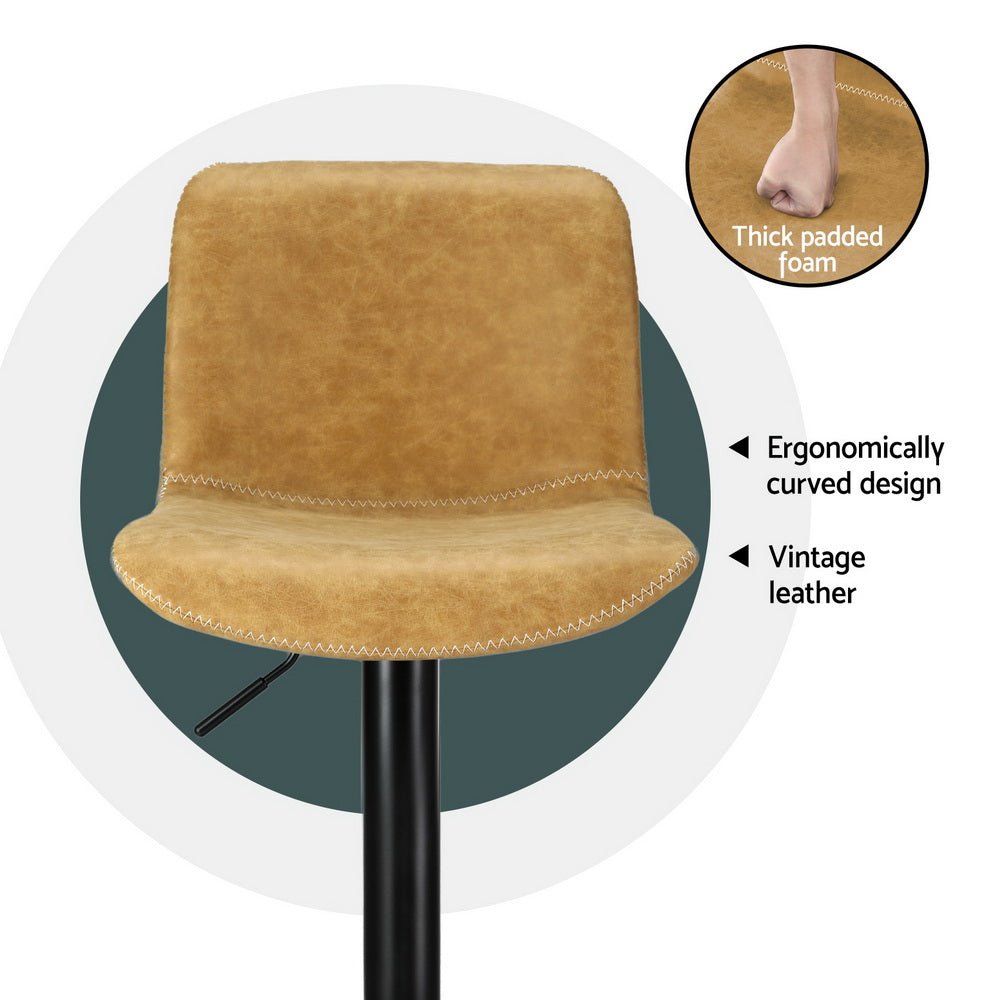 4x Bar Stools Kitchen Swivel Gas Lift Chairs Brown - Furniture > Bar Stools & Chairs > Table & Bar Stools - Rivercity House & Home Co. (ABN 18 642 972 209) - Affordable Modern Furniture Australia