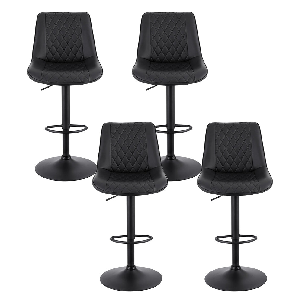 4x Bar Stools Kitchen Swivel Gas Lift Counter Chair Diamond Leather Black - Furniture > Bar Stools & Chairs > Table & Bar Stools - Rivercity House & Home Co. (ABN 18 642 972 209) - Affordable Modern Furniture Australia