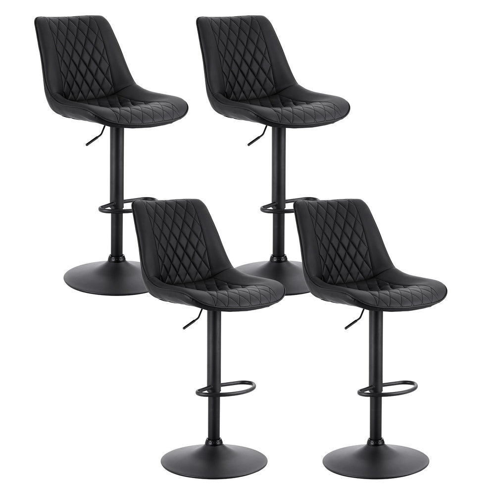 4x Bar Stools Kitchen Swivel Gas Lift Counter Chair Diamond Leather Black - Furniture > Bar Stools & Chairs > Table & Bar Stools - Rivercity House & Home Co. (ABN 18 642 972 209) - Affordable Modern Furniture Australia
