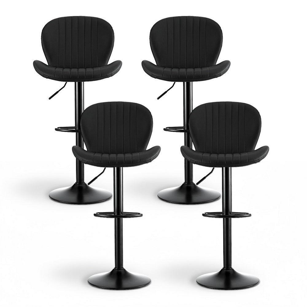 4x Bar Stools Kitchen Swivel Gas Lift Counter Chair Shell Leather Black - Furniture > Bar Stools & Chairs > Table & Bar Stools - Rivercity House & Home Co. (ABN 18 642 972 209) - Affordable Modern Furniture Australia