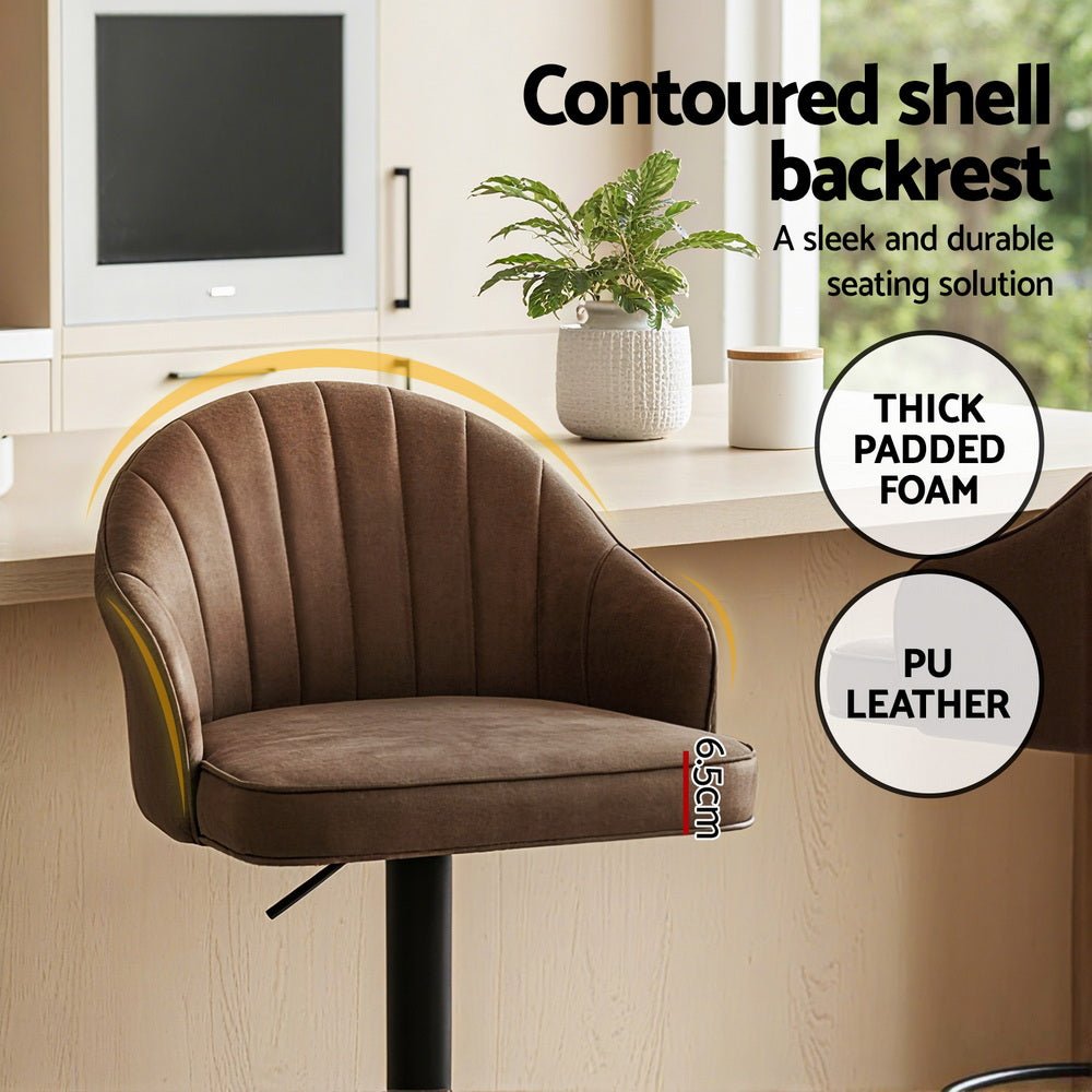 4x Bar Stools Kitchen Swivel Gas Lift Counter Chair Shell Leather Brown - Furniture > Bar Stools & Chairs > Table & Bar Stools - Rivercity House & Home Co. (ABN 18 642 972 209) - Affordable Modern Furniture Australia