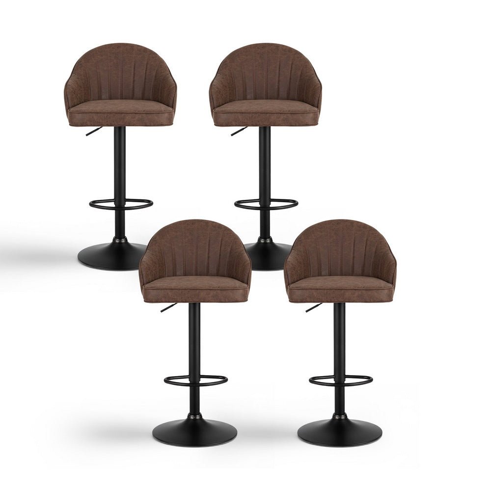 4x Bar Stools Kitchen Swivel Gas Lift Counter Chair Shell Leather Brown - Furniture > Bar Stools & Chairs > Table & Bar Stools - Rivercity House & Home Co. (ABN 18 642 972 209) - Affordable Modern Furniture Australia