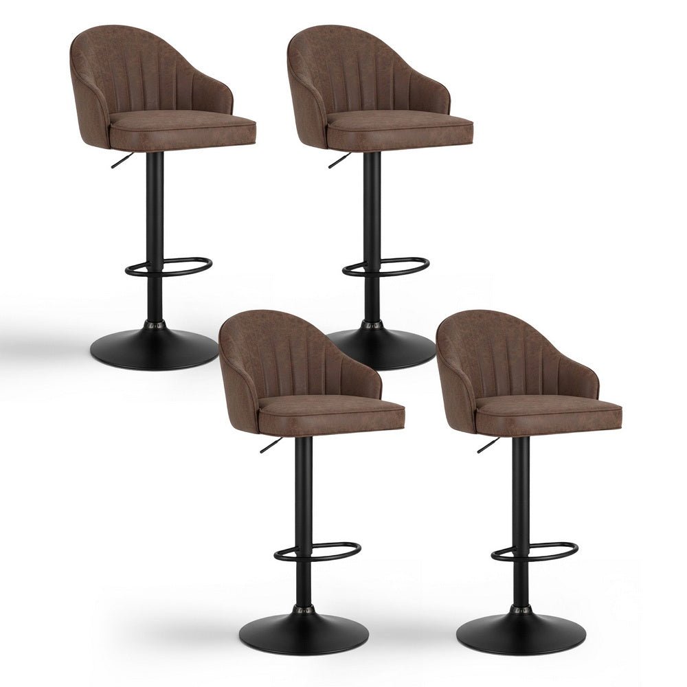4x Bar Stools Kitchen Swivel Gas Lift Counter Chair Shell Leather Brown - Furniture > Bar Stools & Chairs > Table & Bar Stools - Rivercity House & Home Co. (ABN 18 642 972 209) - Affordable Modern Furniture Australia