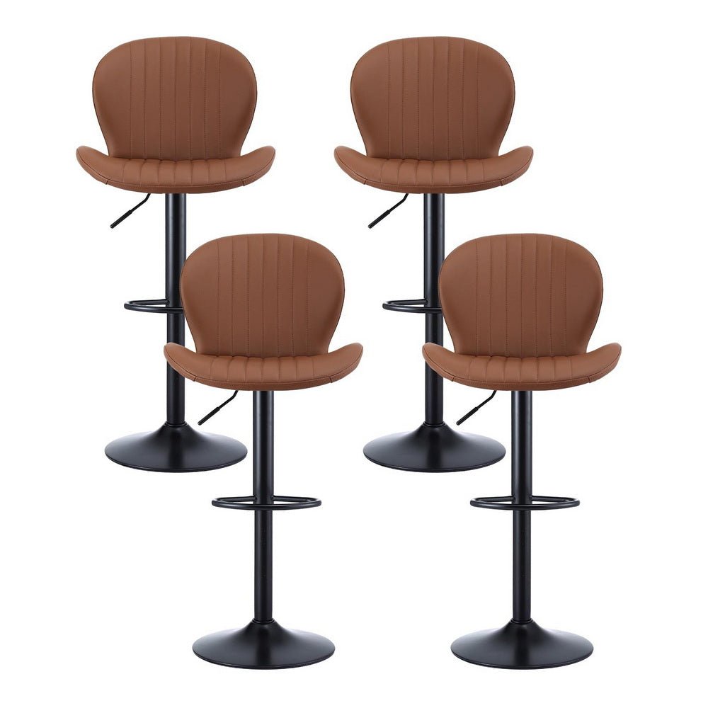 4x Bar Stools Kitchen Swivel Gas Lift Counter Chair Shell Leather Brown - Furniture > Bar Stools & Chairs > Table & Bar Stools - Rivercity House & Home Co. (ABN 18 642 972 209) - Affordable Modern Furniture Australia