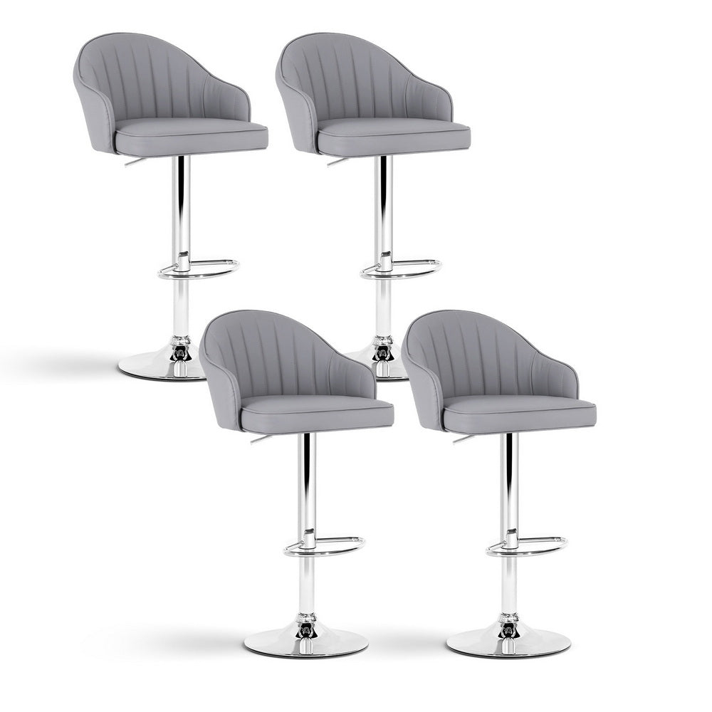 4x Bar Stools Kitchen Swivel Gas Lift Counter Chair Shell Leather Grey - Furniture > Bar Stools & Chairs > Table & Bar Stools - Rivercity House & Home Co. (ABN 18 642 972 209) - Affordable Modern Furniture Australia