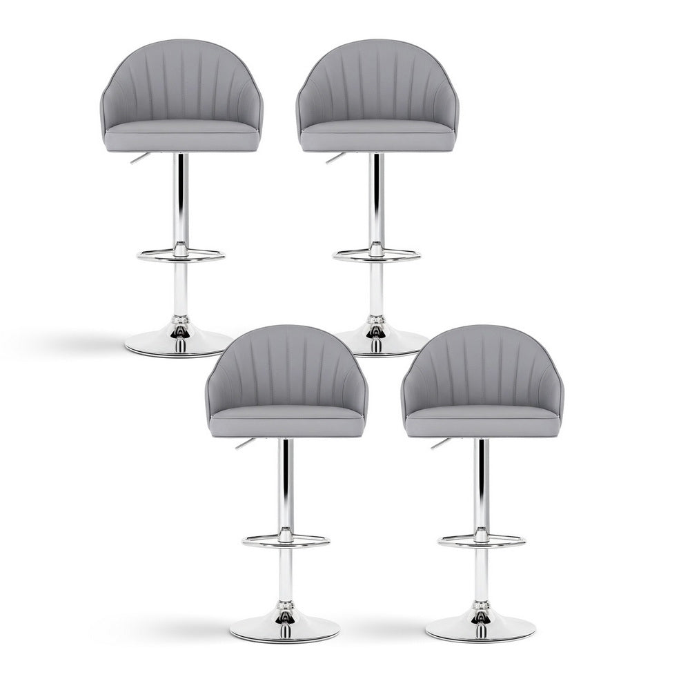 4x Bar Stools Kitchen Swivel Gas Lift Counter Chair Shell Leather Grey - Furniture > Bar Stools & Chairs > Table & Bar Stools - Rivercity House & Home Co. (ABN 18 642 972 209) - Affordable Modern Furniture Australia