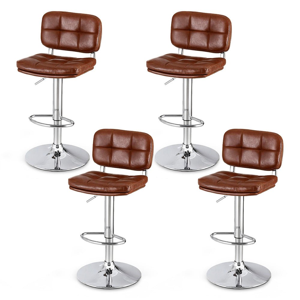 4x Bar Stools Kitchen Swivel Gas Lift Counter Chair Tuft PU Leather Brown - Furniture > Bar Stools & Chairs > Table & Bar Stools - Rivercity House & Home Co. (ABN 18 642 972 209) - Affordable Modern Furniture Australia
