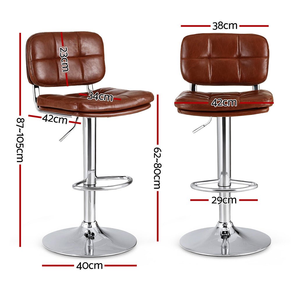 4x Bar Stools Kitchen Swivel Gas Lift Counter Chair Tuft PU Leather Brown - Furniture > Bar Stools & Chairs > Table & Bar Stools - Rivercity House & Home Co. (ABN 18 642 972 209) - Affordable Modern Furniture Australia