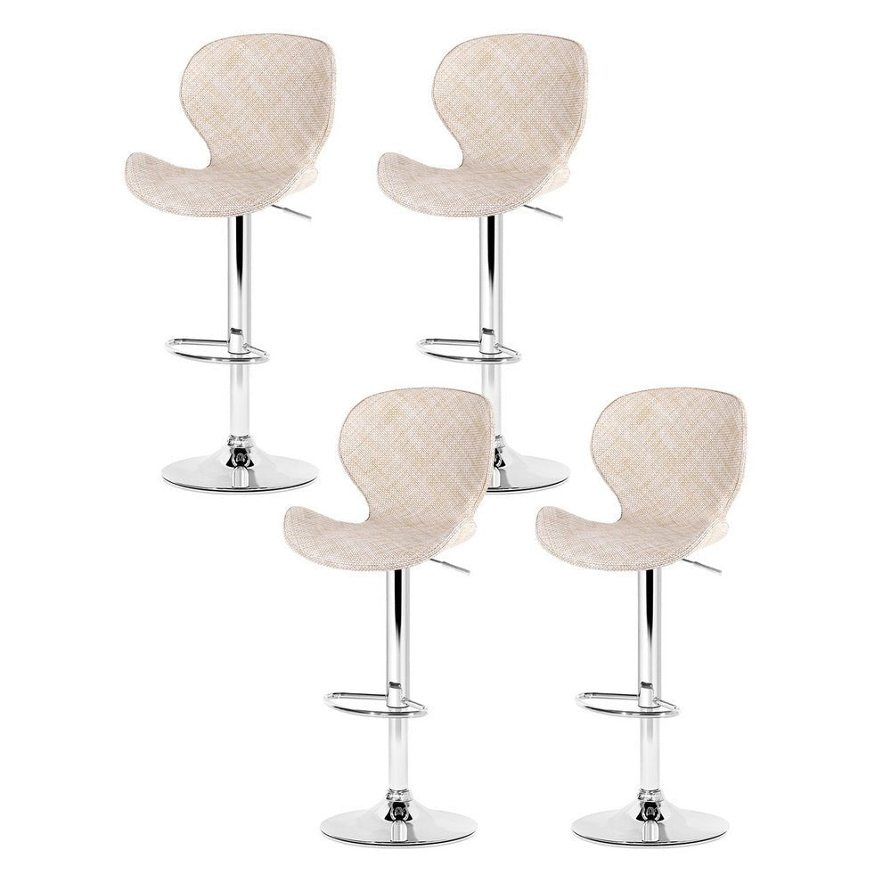 4x Bar Stools Kitchen Swivel Gas Lift Counter Chair Wing PE Rattan Beige - Furniture > Bar Stools & Chairs > Table & Bar Stools - Rivercity House & Home Co. (ABN 18 642 972 209) - Affordable Modern Furniture Australia