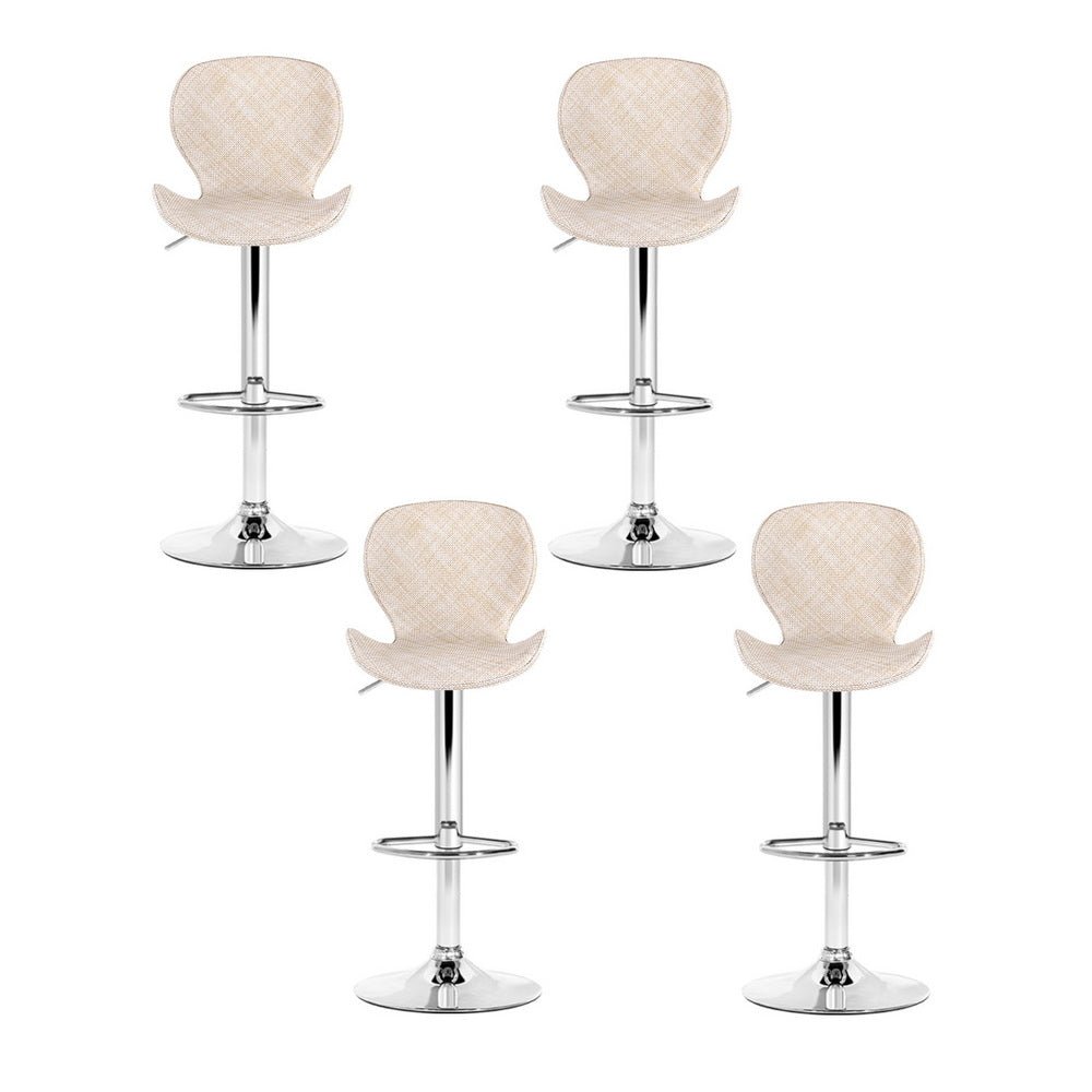 4x Bar Stools Kitchen Swivel Gas Lift Counter Chair Wing PE Rattan Beige - Furniture > Bar Stools & Chairs > Table & Bar Stools - Rivercity House & Home Co. (ABN 18 642 972 209) - Affordable Modern Furniture Australia