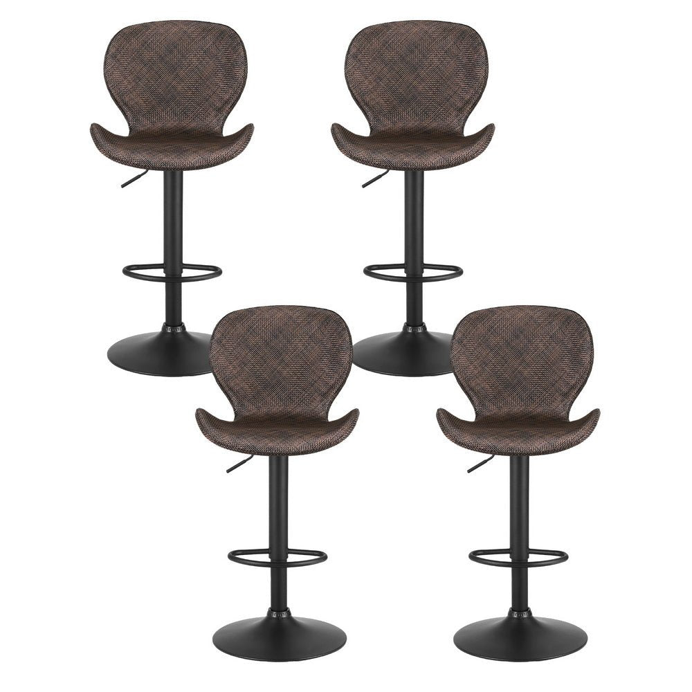 4x Bar Stools Kitchen Swivel Gas Lift Counter Chair Wing PE Rattan Brown - Furniture > Bar Stools & Chairs > Table & Bar Stools - Rivercity House & Home Co. (ABN 18 642 972 209) - Affordable Modern Furniture Australia