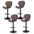 Set of 4 Dorian Adjustable Rattan Bar Stools – Brown