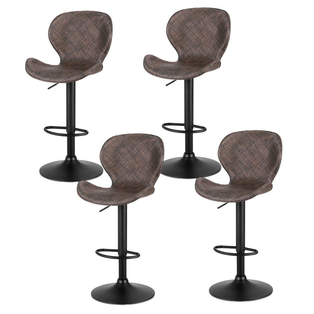 4x Bar Stools Kitchen Swivel Gas Lift Counter Chair Wing PE Rattan Brown - Furniture > Bar Stools & Chairs > Table & Bar Stools - Rivercity House & Home Co. (ABN 18 642 972 209) - Affordable Modern Furniture Australia
