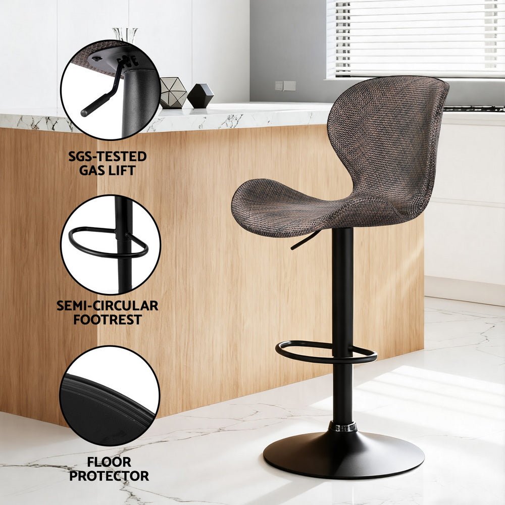 4x Bar Stools Kitchen Swivel Gas Lift Counter Chair Wing PE Rattan Brown - Furniture > Bar Stools & Chairs > Table & Bar Stools - Rivercity House & Home Co. (ABN 18 642 972 209) - Affordable Modern Furniture Australia