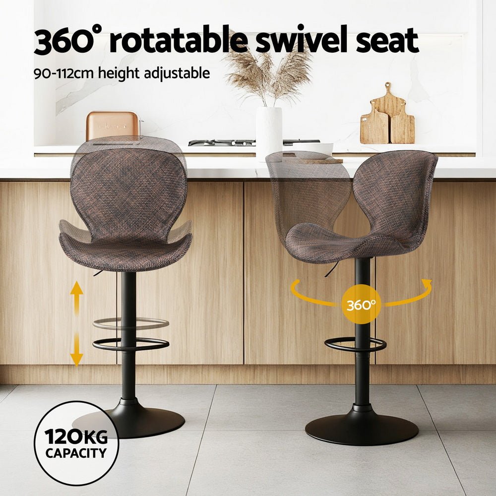 4x Bar Stools Kitchen Swivel Gas Lift Counter Chair Wing PE Rattan Brown - Furniture > Bar Stools & Chairs > Table & Bar Stools - Rivercity House & Home Co. (ABN 18 642 972 209) - Affordable Modern Furniture Australia
