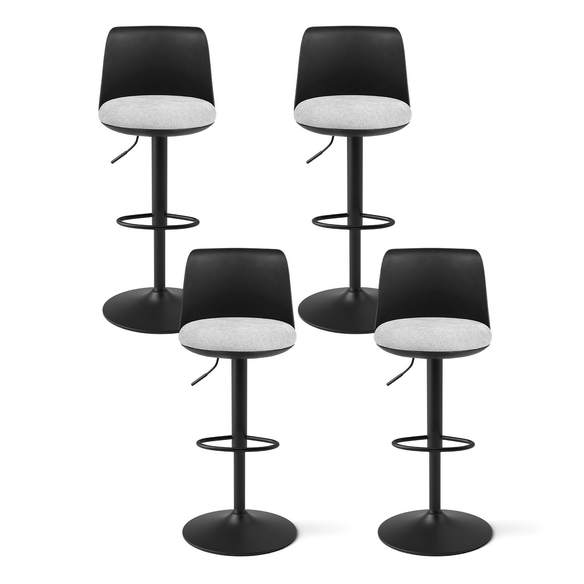 4x Bar Stools Kitchen Swivel Gas Lift Counter Dining Chair Curved Black - Furniture > Bar Stools & Chairs > Table & Bar Stools - Rivercity House & Home Co. (ABN 18 642 972 209) - Affordable Modern Furniture Australia