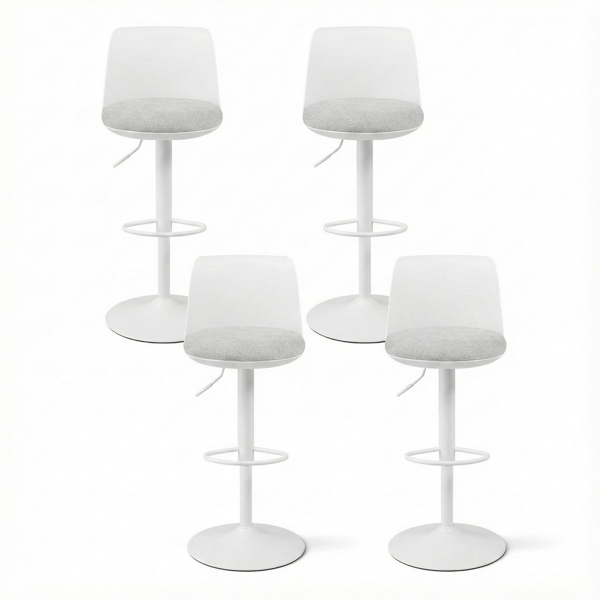 4x Bar Stools Kitchen Swivel Gas Lift Counter Dining Chair Curved White - Furniture > Bar Stools & Chairs > Table & Bar Stools - Rivercity House & Home Co. (ABN 18 642 972 209) - Affordable Modern Furniture Australia