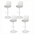 Set of 4 Swivel Gas Lift Bar Stools with Curved Backrest and Adjustable Height - White