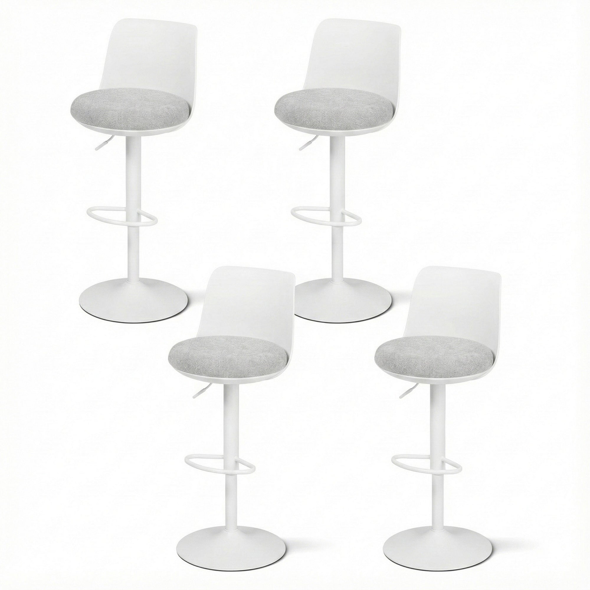 4x Bar Stools Kitchen Swivel Gas Lift Counter Dining Chair Curved White - Furniture > Bar Stools & Chairs > Table & Bar Stools - Rivercity House & Home Co. (ABN 18 642 972 209) - Affordable Modern Furniture Australia
