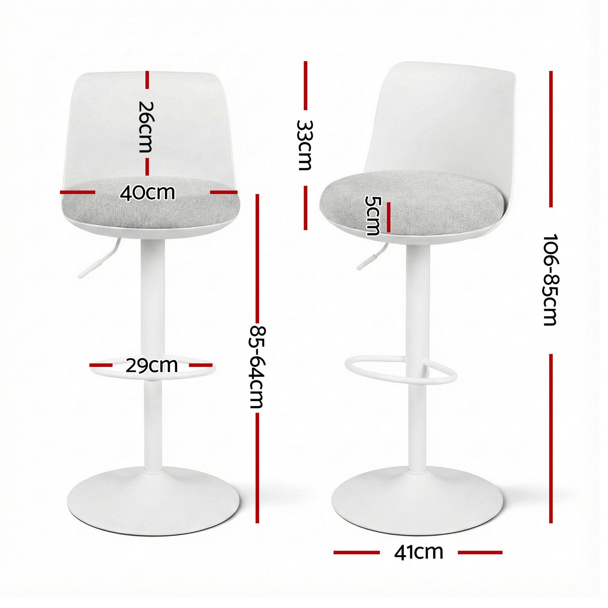 4x Bar Stools Kitchen Swivel Gas Lift Counter Dining Chair Curved White - Furniture > Bar Stools & Chairs > Table & Bar Stools - Rivercity House & Home Co. (ABN 18 642 972 209) - Affordable Modern Furniture Australia