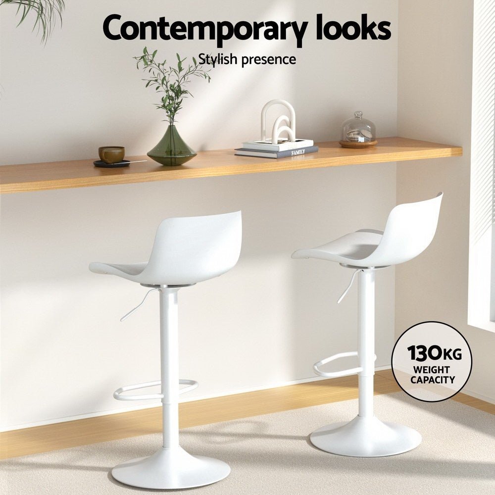 4x Bar Stools Kitchen Swivel Gas Lift Stool Leather Dining Chairs White - Furniture > Bar Stools & Chairs > Table & Bar Stools - Rivercity House & Home Co. (ABN 18 642 972 209) - Affordable Modern Furniture Australia