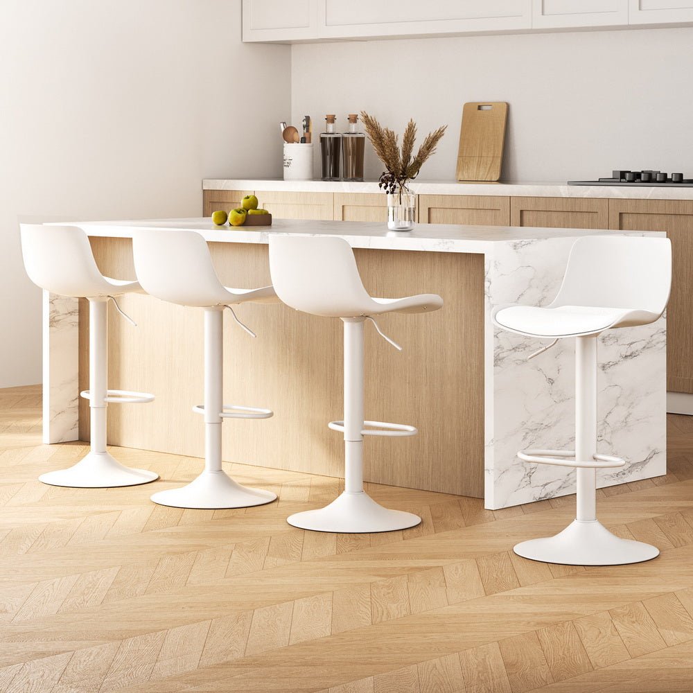 4x Bar Stools Kitchen Swivel Gas Lift Stool Leather Dining Chairs White - Furniture > Bar Stools & Chairs > Table & Bar Stools - Rivercity House & Home Co. (ABN 18 642 972 209) - Affordable Modern Furniture Australia