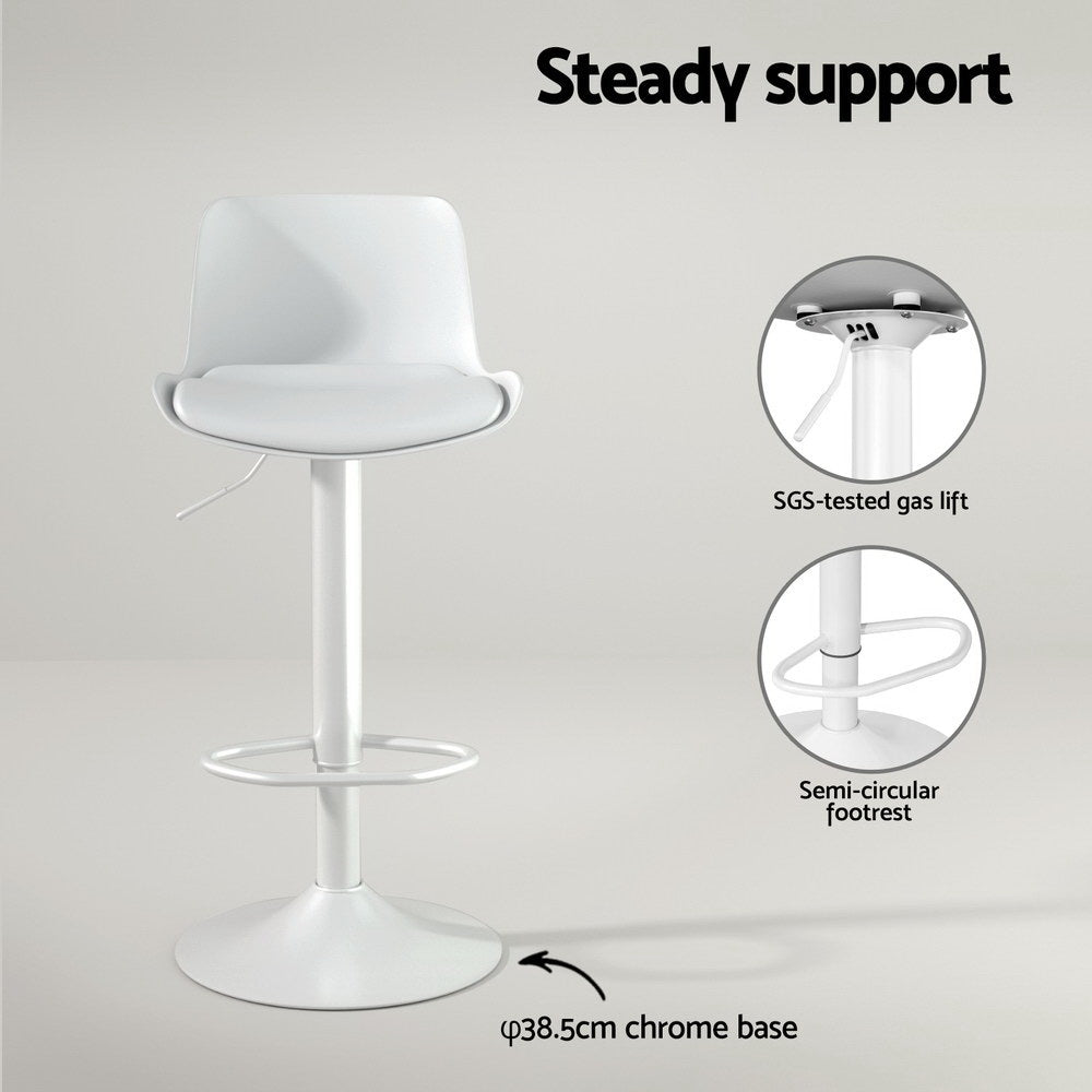 4x Bar Stools Kitchen Swivel Gas Lift Stool Leather Dining Chairs White - Furniture > Bar Stools & Chairs > Table & Bar Stools - Rivercity House & Home Co. (ABN 18 642 972 209) - Affordable Modern Furniture Australia
