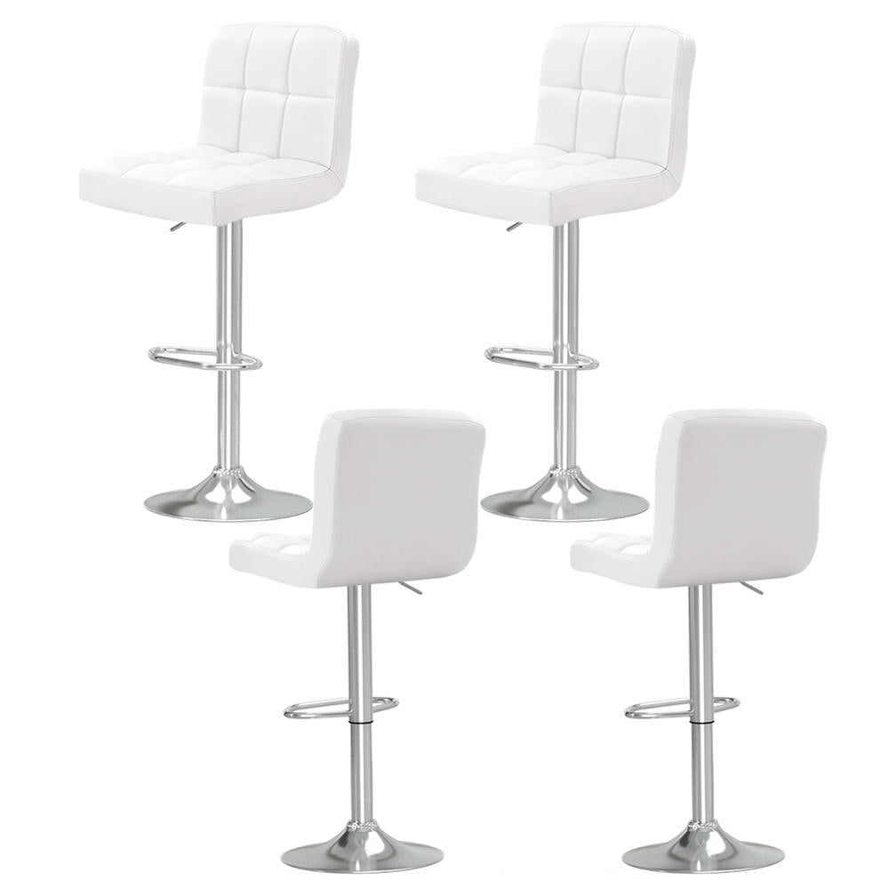 4x Bar Stools Leather Gas Lift White - Furniture > Bar Stools & Chairs > Table & Bar Stools - Rivercity House & Home Co. (ABN 18 642 972 209) - Affordable Modern Furniture Australia