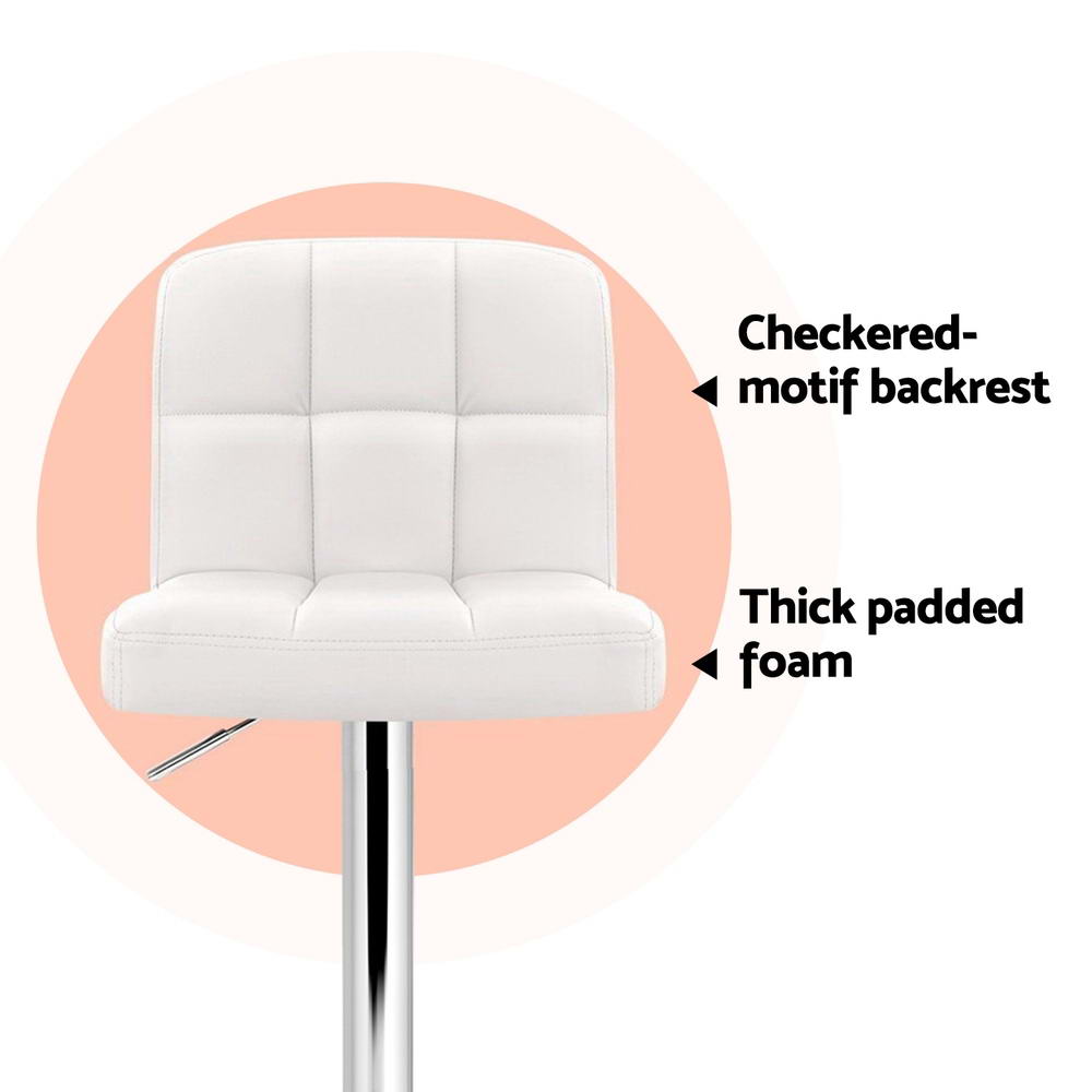 4x Bar Stools Leather Gas Lift White - Furniture > Bar Stools & Chairs > Table & Bar Stools - Rivercity House & Home Co. (ABN 18 642 972 209) - Affordable Modern Furniture Australia
