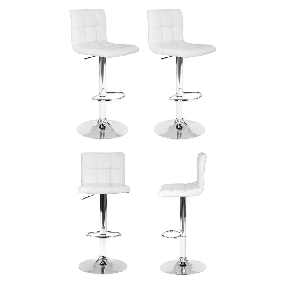 4x Bar Stools Leather Gas Lift White - Furniture > Bar Stools & Chairs > Table & Bar Stools - Rivercity House & Home Co. (ABN 18 642 972 209) - Affordable Modern Furniture Australia