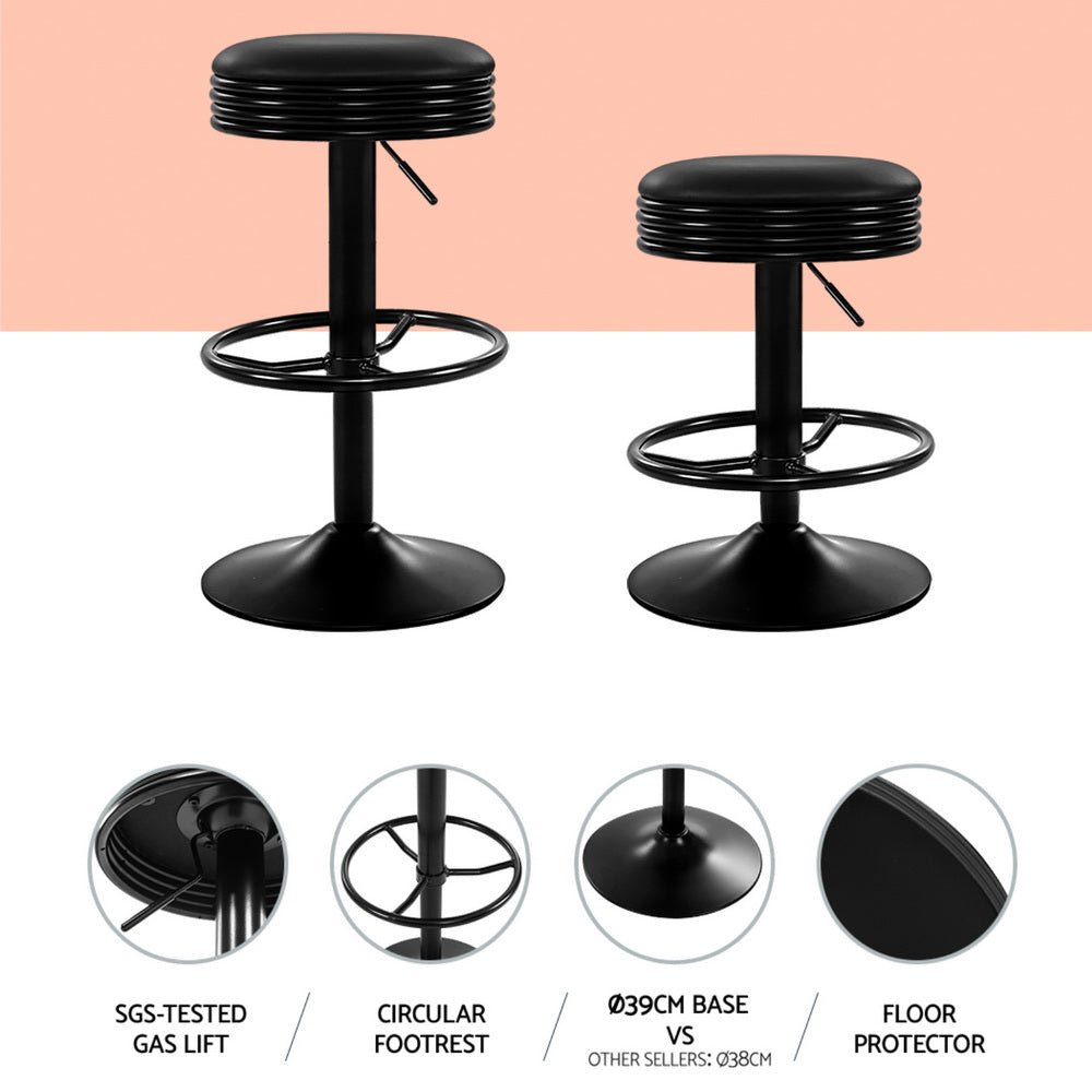 4x Bar Stools Leather Padded Gas Lift Black - Furniture > Bar Stools & Chairs > Massage Chairs - Rivercity House & Home Co. (ABN 18 642 972 209) - Affordable Modern Furniture Australia