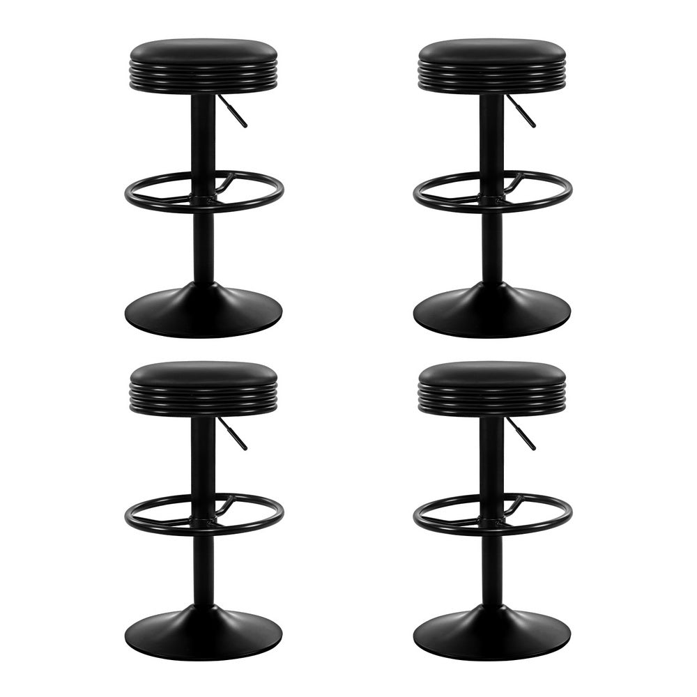 4x Bar Stools Leather Padded Gas Lift Black - Furniture > Bar Stools & Chairs > Massage Chairs - Rivercity House & Home Co. (ABN 18 642 972 209) - Affordable Modern Furniture Australia