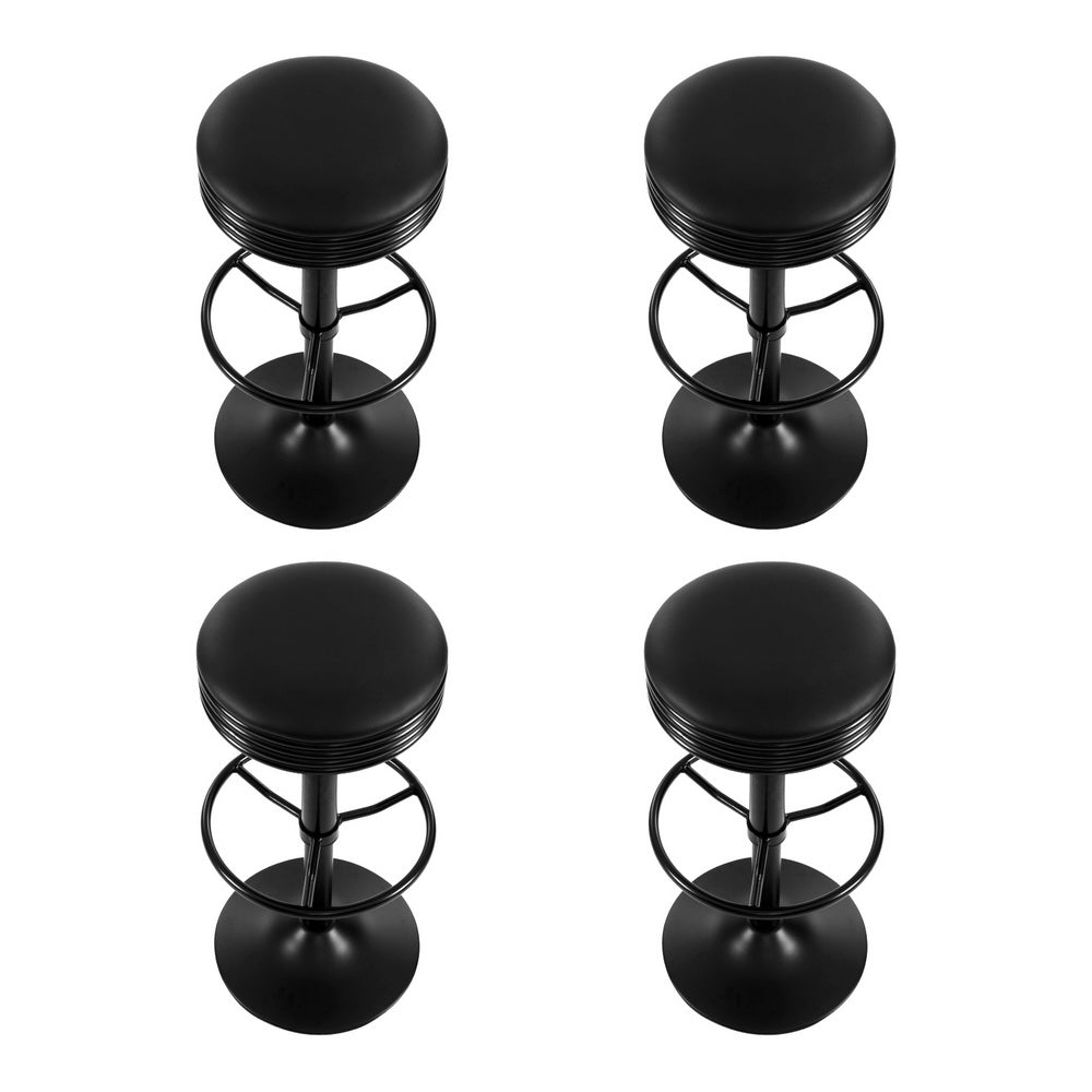 4x Bar Stools Leather Padded Gas Lift Black - Furniture > Bar Stools & Chairs > Massage Chairs - Rivercity House & Home Co. (ABN 18 642 972 209) - Affordable Modern Furniture Australia