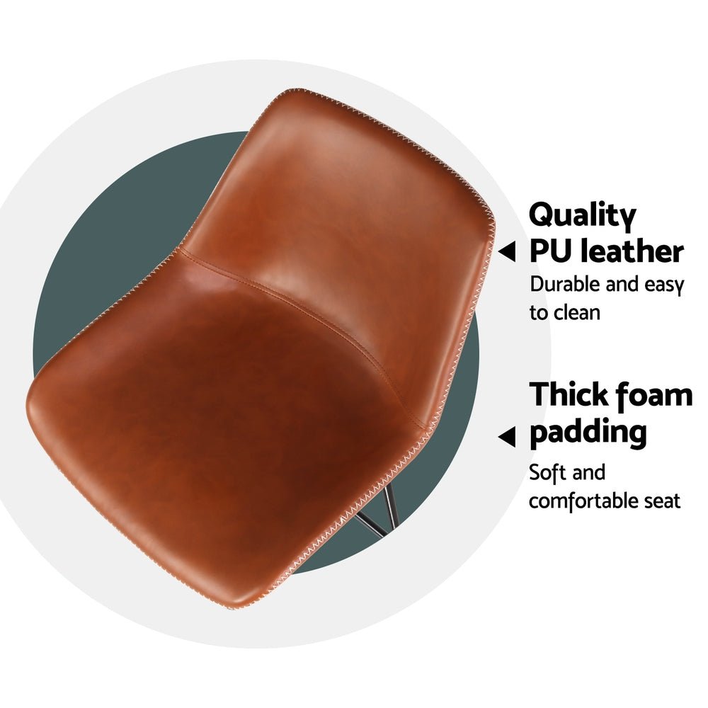 4x Bar Stools Leather Padded Metal Legs Brown - Furniture > Bar Stools & Chairs > Massage Chairs - Rivercity House & Home Co. (ABN 18 642 972 209) - Affordable Modern Furniture Australia