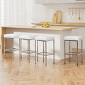 Set of 4 Luna PU Leather Bar Stools - White & Chrome