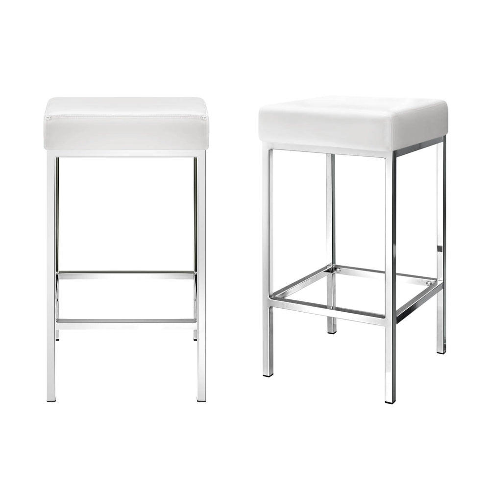4x Bar Stools Leather Padded Metal White - Furniture > Bar Stools & Chairs > Table & Bar Stools - Rivercity House & Home Co. (ABN 18 642 972 209) - Affordable Modern Furniture Australia
