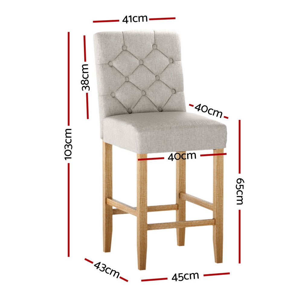 4x Bar Stools Linen Upholstered Chairs - Furniture > Bar Stools & Chairs > Massage Chairs - Rivercity House & Home Co. (ABN 18 642 972 209) - Affordable Modern Furniture Australia