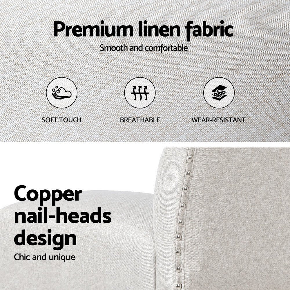 4x Bar Stools Linen Upholstered Chairs - Furniture > Bar Stools & Chairs > Massage Chairs - Rivercity House & Home Co. (ABN 18 642 972 209) - Affordable Modern Furniture Australia