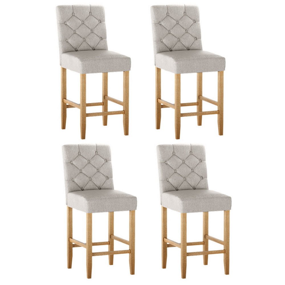 4x Bar Stools Linen Upholstered Chairs - Furniture > Bar Stools & Chairs > Massage Chairs - Rivercity House & Home Co. (ABN 18 642 972 209) - Affordable Modern Furniture Australia