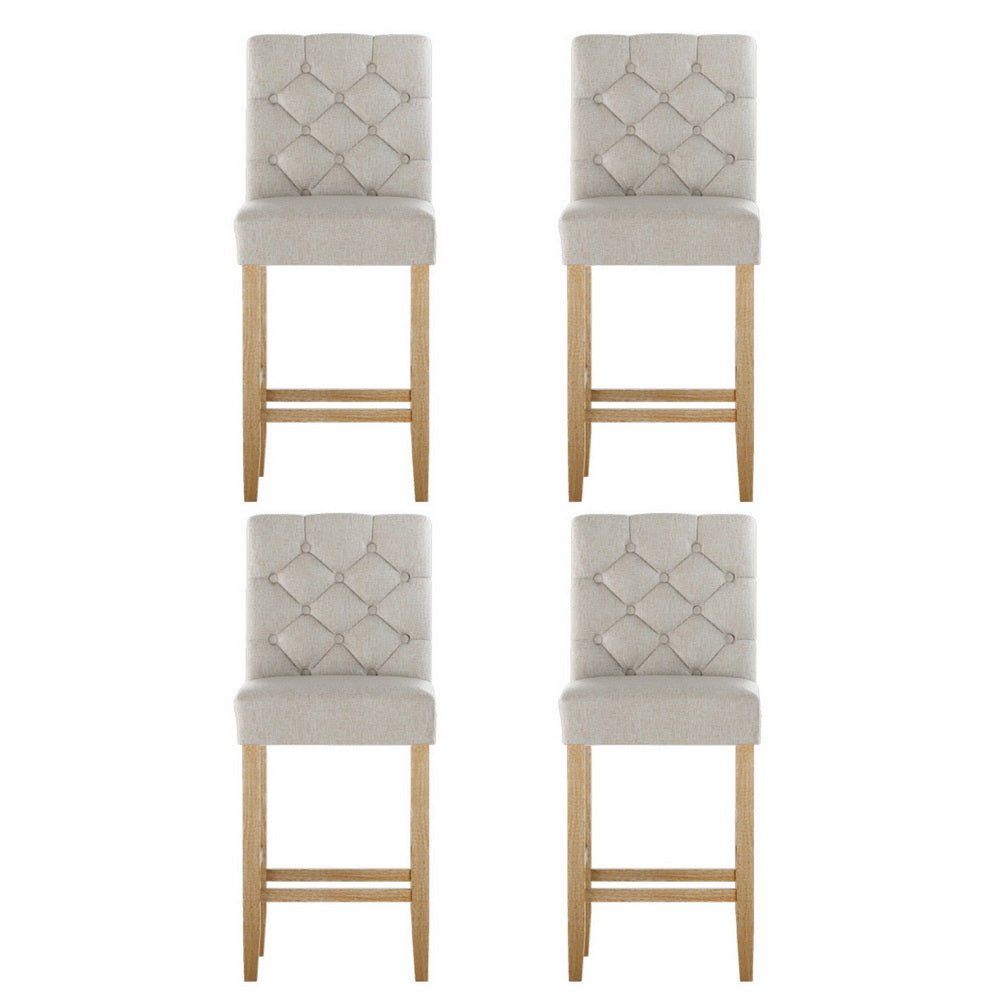 4x Bar Stools Linen Upholstered Chairs - Furniture > Bar Stools & Chairs > Massage Chairs - Rivercity House & Home Co. (ABN 18 642 972 209) - Affordable Modern Furniture Australia